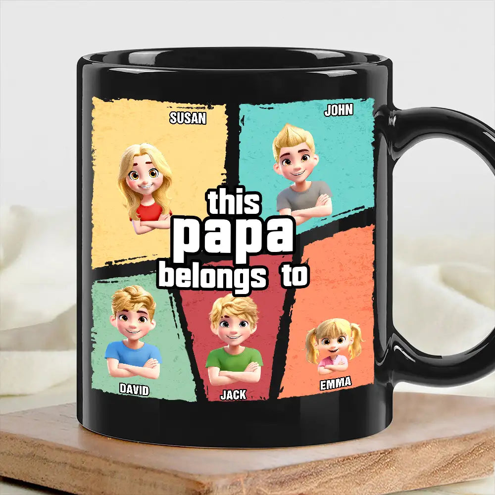 “This Papa Belongs To” Classic Tee – Personalized Cartoon Family T-Shirt for Father’s Day