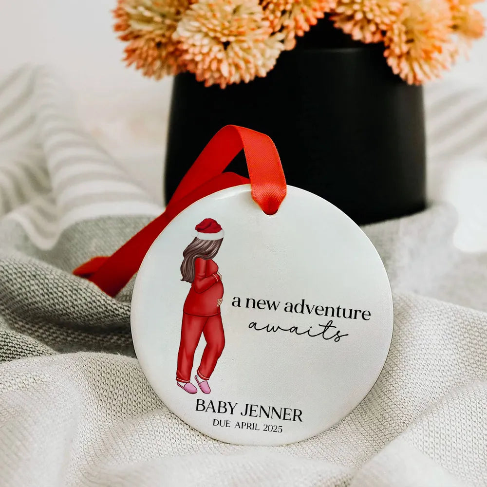 Personalized Ceramic Ornament for Mom-to-Be Christmas Keepsake