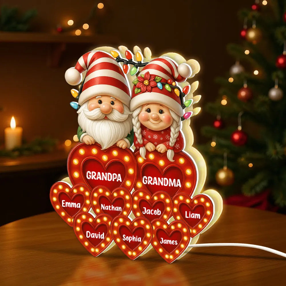 Grandparents Acrylic Light Box – Personalized Christmas Decoration with Grandkids’ Names, Clear and Collectible Gift