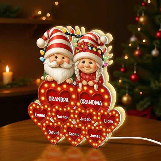 Grandparents Acrylic Light Box – Personalized Christmas Decoration with Grandkids’ Names, Clear and Collectible Gift
