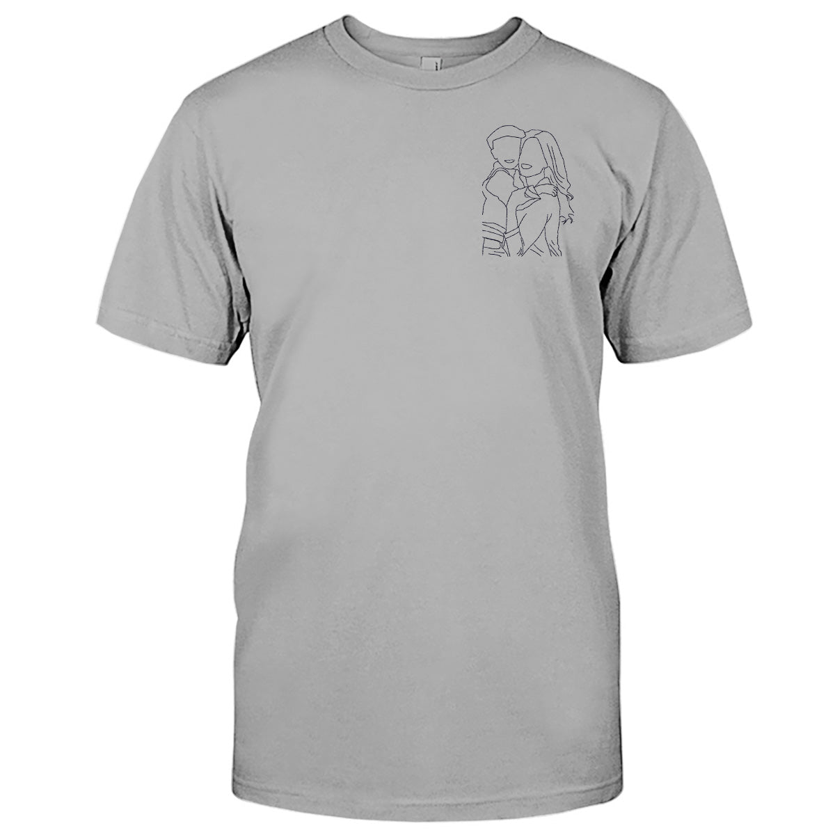 Custom Line Art - Personalized Aunt Embroidered T-shirt