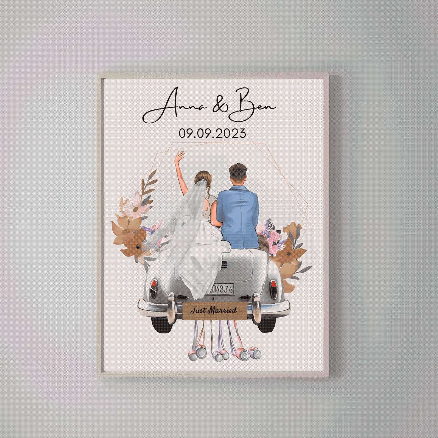 Newlyweds' Blissful Journey - 'Just Married' Personalized Poster or Canvas with Wedding Date