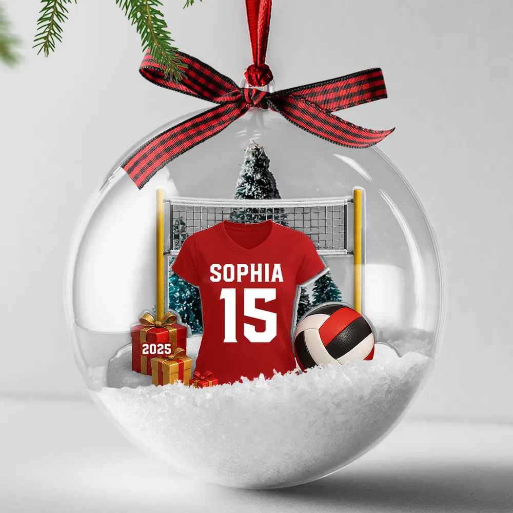 Snow Globe Ornament for Volleyball Players - Custom Jersey Design, Festive Tree Decor, Unique Christmas Gift