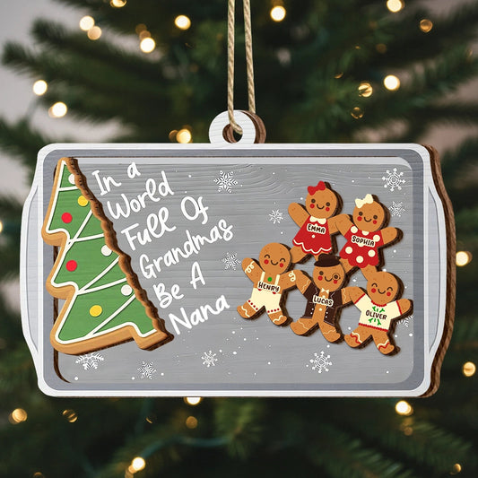 Personalized Gingerbread Ornament for Christmas, wooden 2-layer, cute cartoon style, creative gift for Grandmother