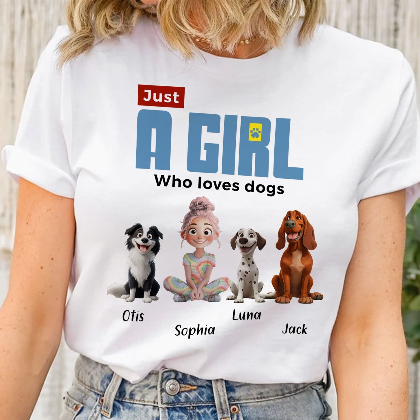 ‘Just A Girl Who Loves Dogs’ Classic Tee – Personalized Pet and Owner Design