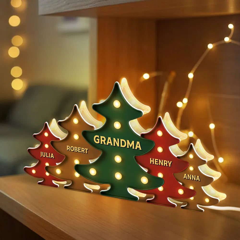 Heartwarming Christmas Tree Light Box, Custom Family Member Name Decoration
