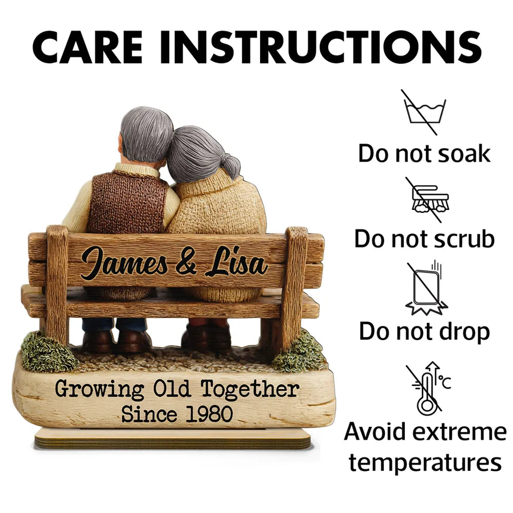 Personalized 2-Layer Wooden Plaque with Cuddling Couple on a Bench, Unique Gift for Couples, Sweet Home Display