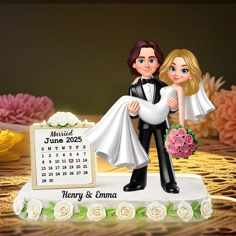 Custom Married Date Acrylic Light Box, Cute Bride and Groom Night Light, Cozy Bedroom Decor, Memorable Couple Gift