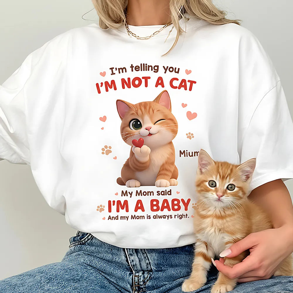 Personalized Classic Tee with Cute Winking Cats Quote, Unique Gift for Cat Moms, Funny Heartwarming Everyday Wear