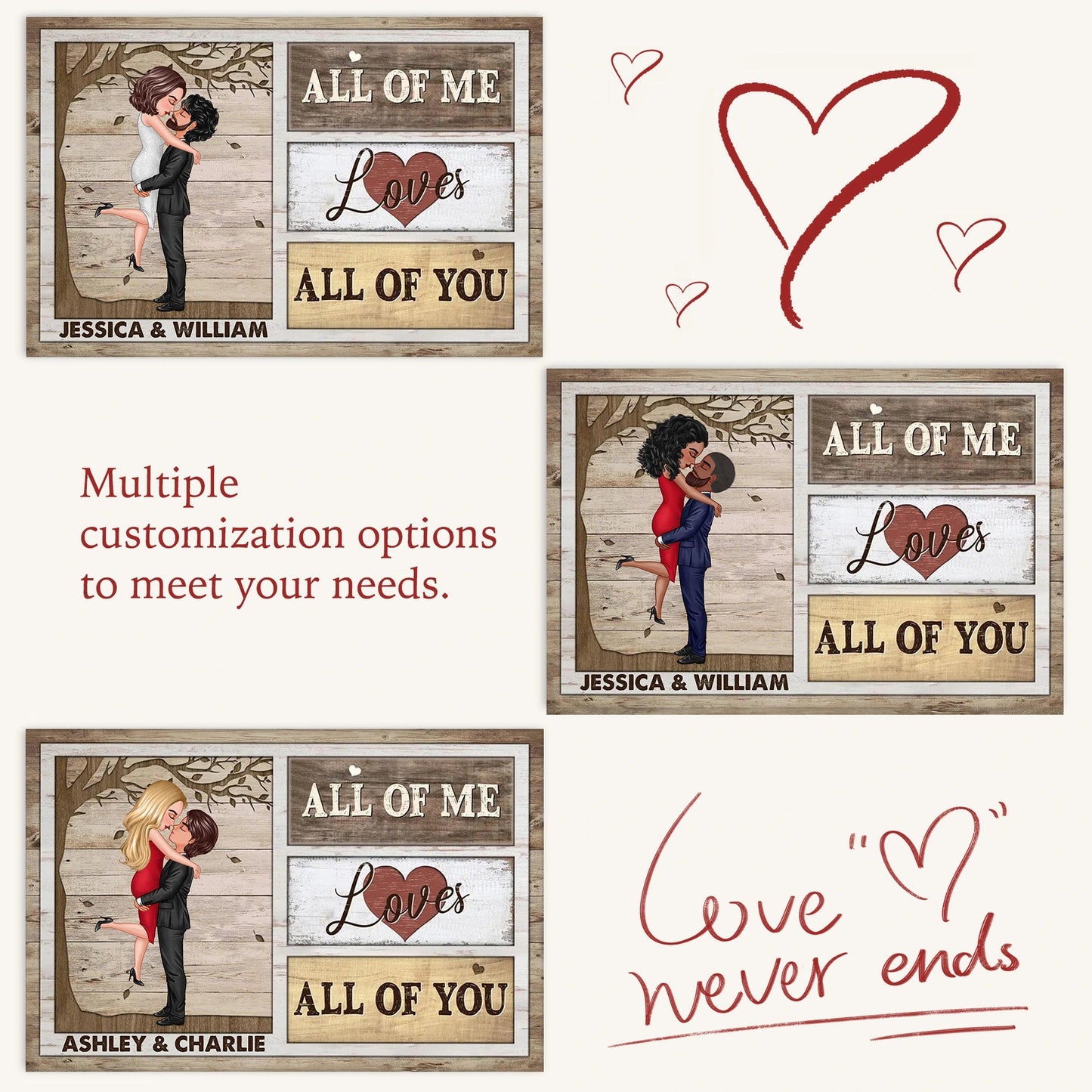 Custom Couple Poster All Of Me Loves All Of You Modern Romantic Wall Art Unique Gift For Anniversary Birthday Or Christmas