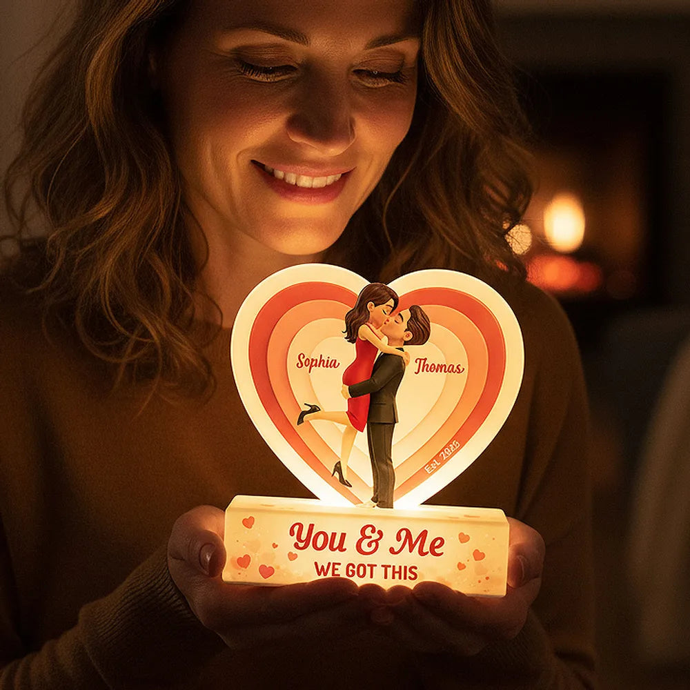 Acrylic Light Box You & Me Love Night Light With Warm Heart Design Unique Creative Gift For Couple Anniversary Or Valentine's Day