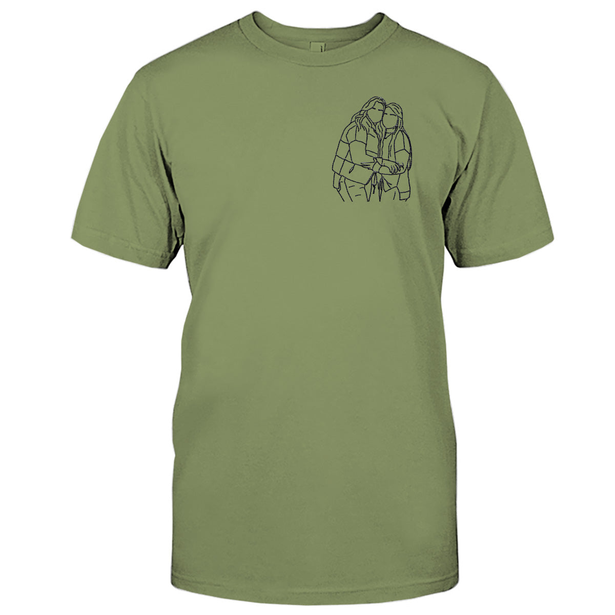 Custom Line Art - Personalized Sibling Embroidered T-shirt