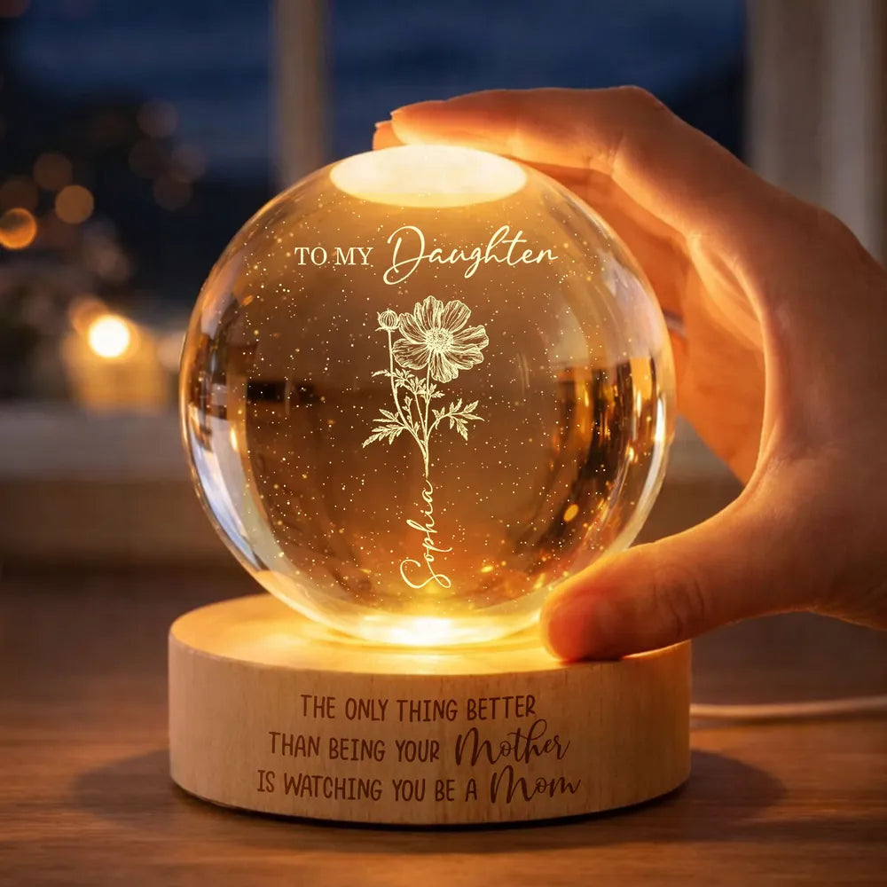 Personalized Globe Lamp for Daughter - 'Watching You Be a Mom' Warm Night Light, Unique Mother's Day Gift