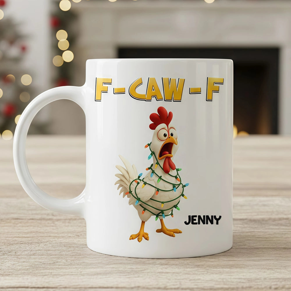 Funny Christmas Chicken Mug with Custom Name – A Hilarious Holiday Gift for Friends & Coworkers