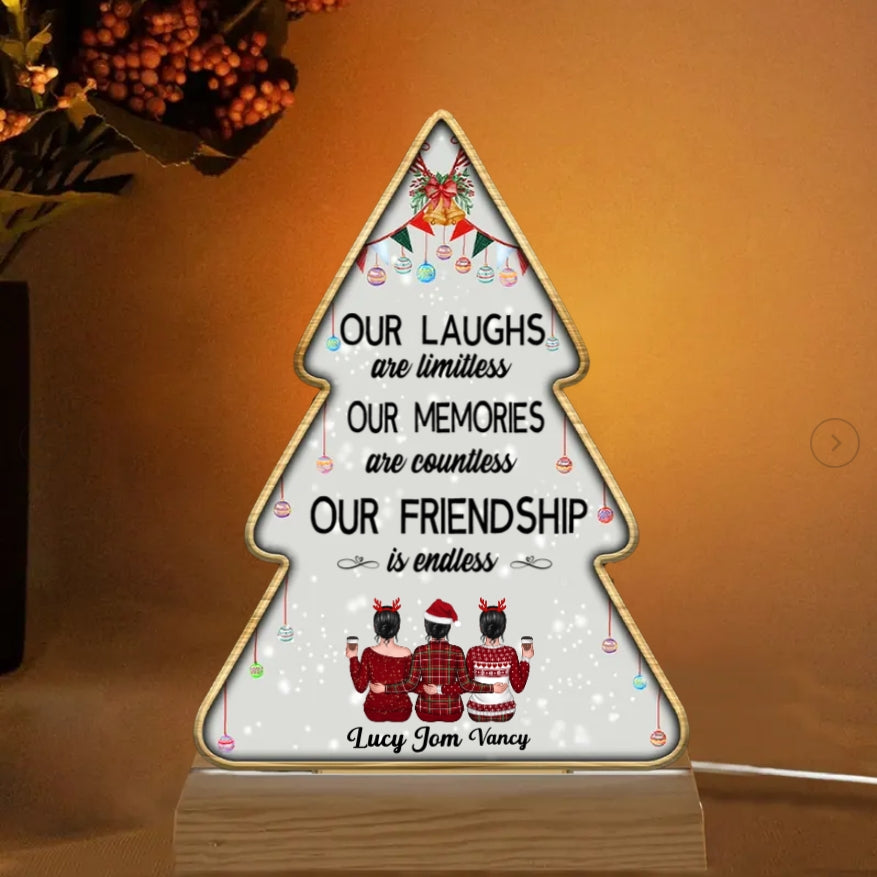 Besties - Our Laughs Are Limitless Our Memories Are Countless Our Friendship Is Endless - Personalized  Plaque, Ornament, Beauty Tools, Jewelry, Cup - Perfect Friendship Gift