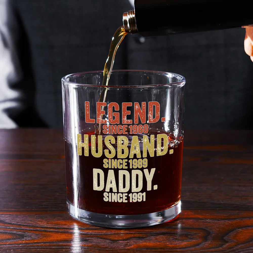 Legend Husband Dad Grandpa Whiskey Glass, Personalized Custom Gift for Dad or Grandpa for a Proud Pour at Home