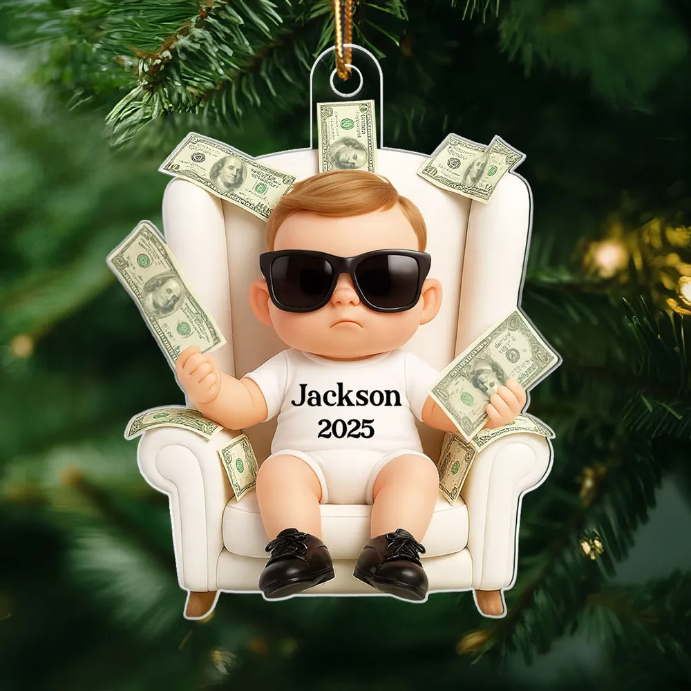 Custom Baby Acrylic Ornament: Personalized Festive Decor & Gift