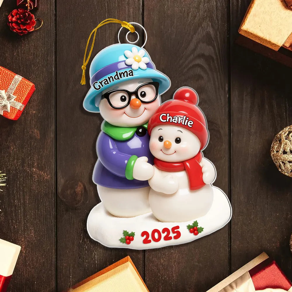 Heartwarming Grandma and Grandkid Acrylic Ornament, Christmas Tree Decoration with Personal Touch