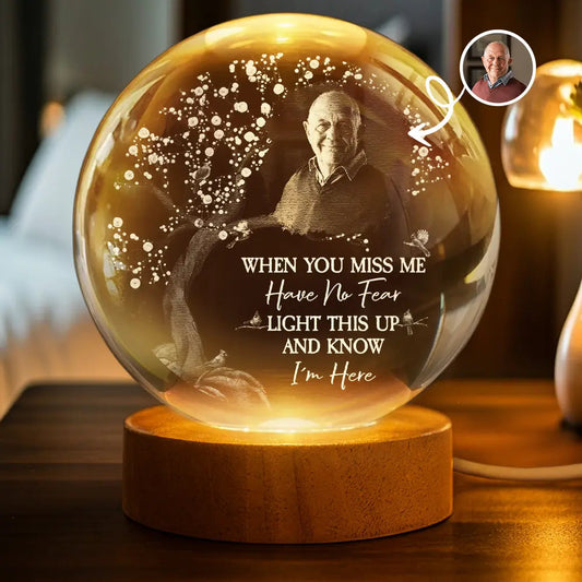 Personalized Globe Lamp with Photo & Quote – Custom Memorial Light to Comfort Loved Ones, Unique Sympathy Gift