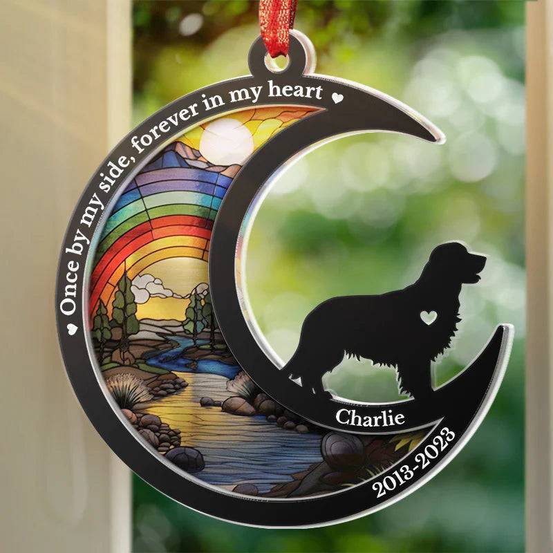 Memorial Personalized Custom Wood and Acrylic Layered Ornament - Sympathy Gift For Dog Lovers