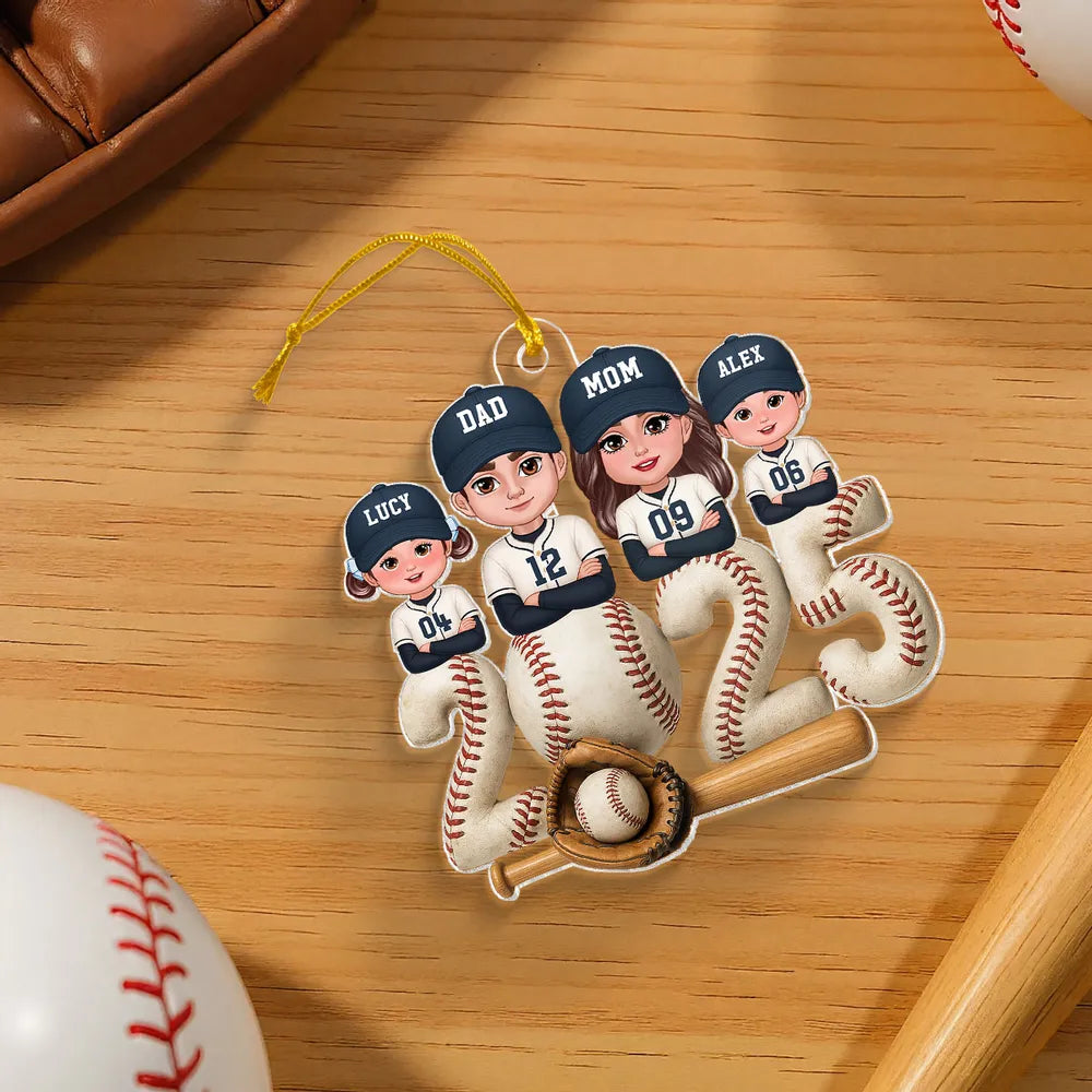 Personalized Baseball Family Acrylic Ornament for Christmas Tree, Heartwarming Decor, Unique Gift for Parents and Kids