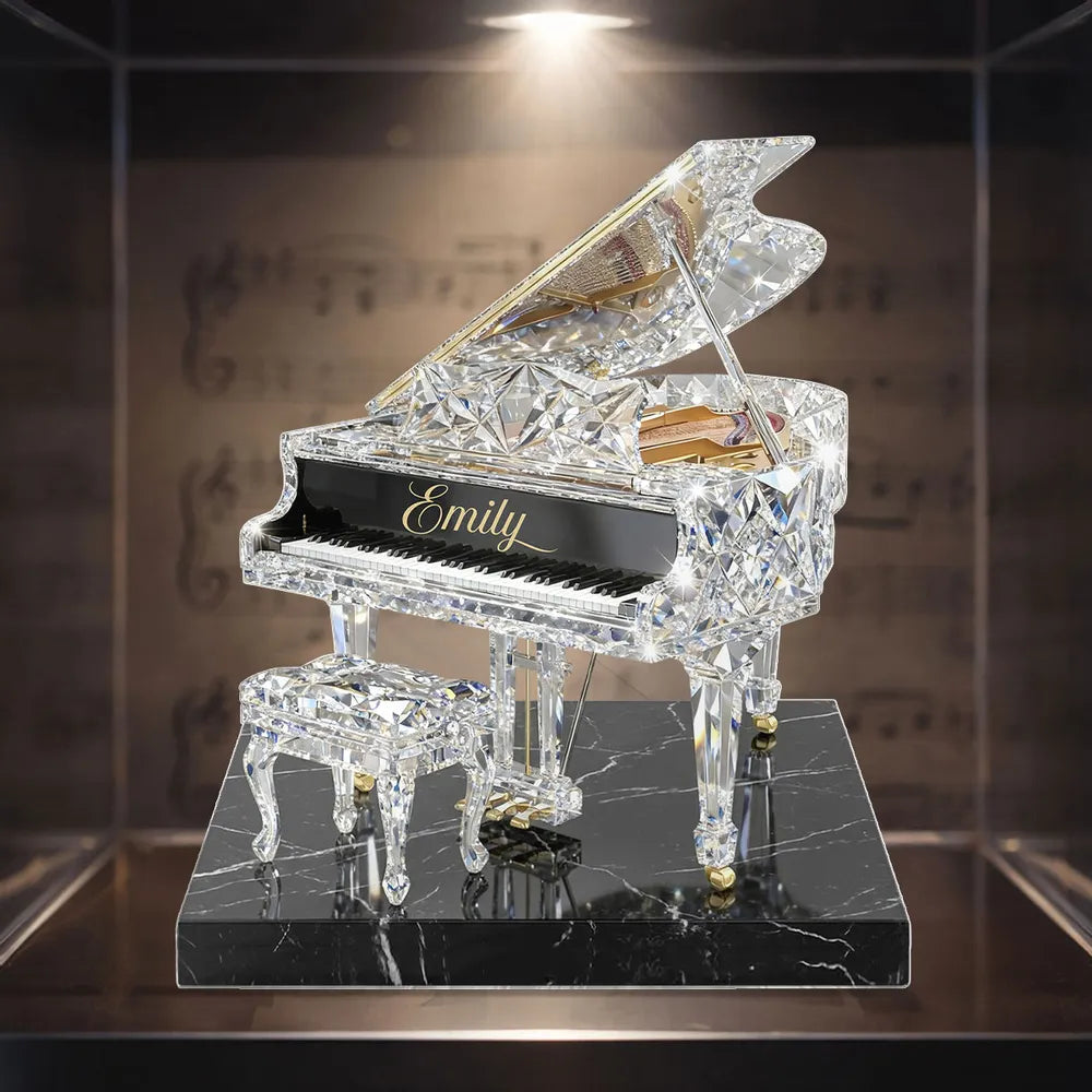 Shaped Acrylic Block Plaque with Sparkling Grand Piano Design, Personalized Keepsake for a Music Lover, Creative Gift