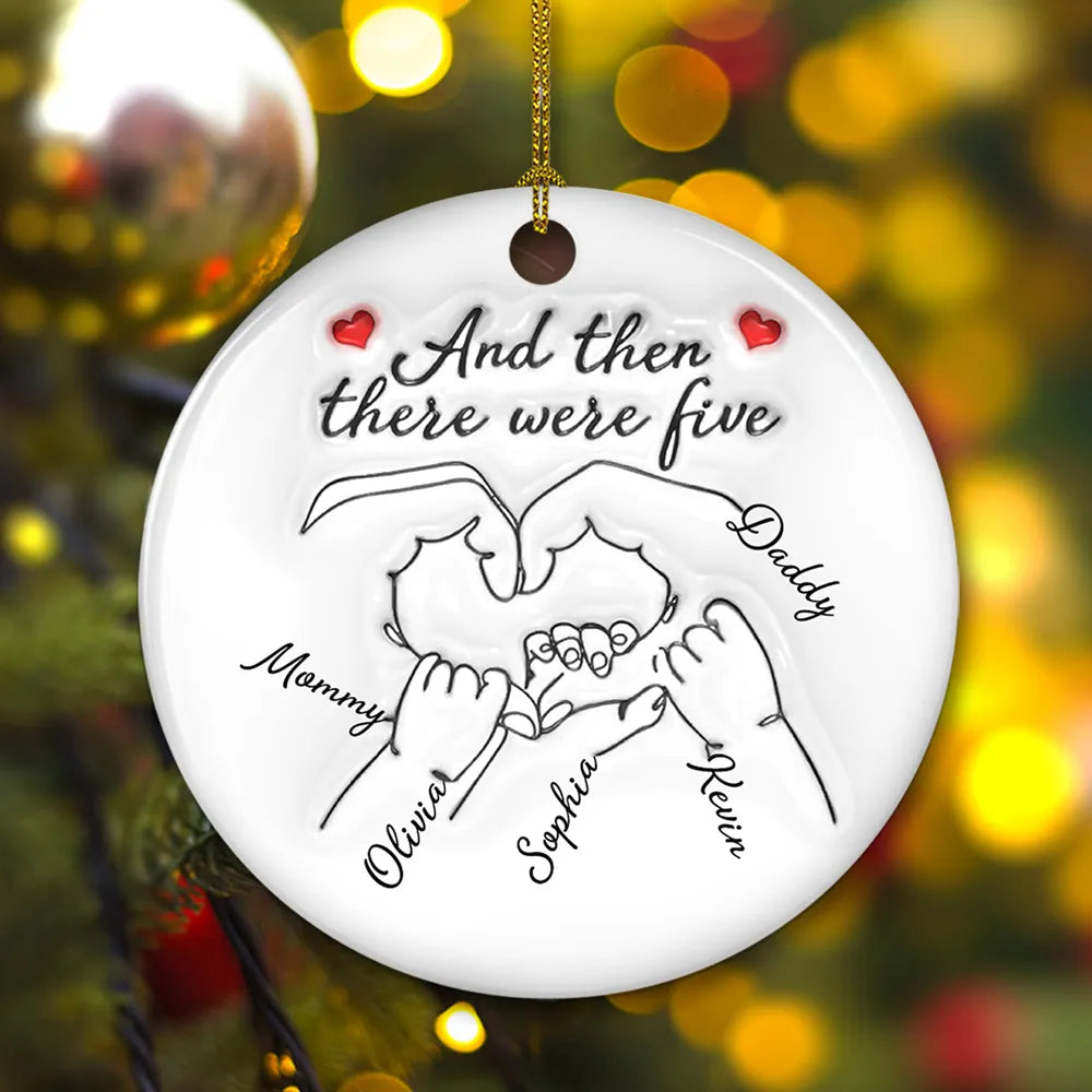 Personalized Ceramic Ornament for Parents – Hand Heart Family Sketch, Christmas Tree Decoration, Sentimental Unique Gift