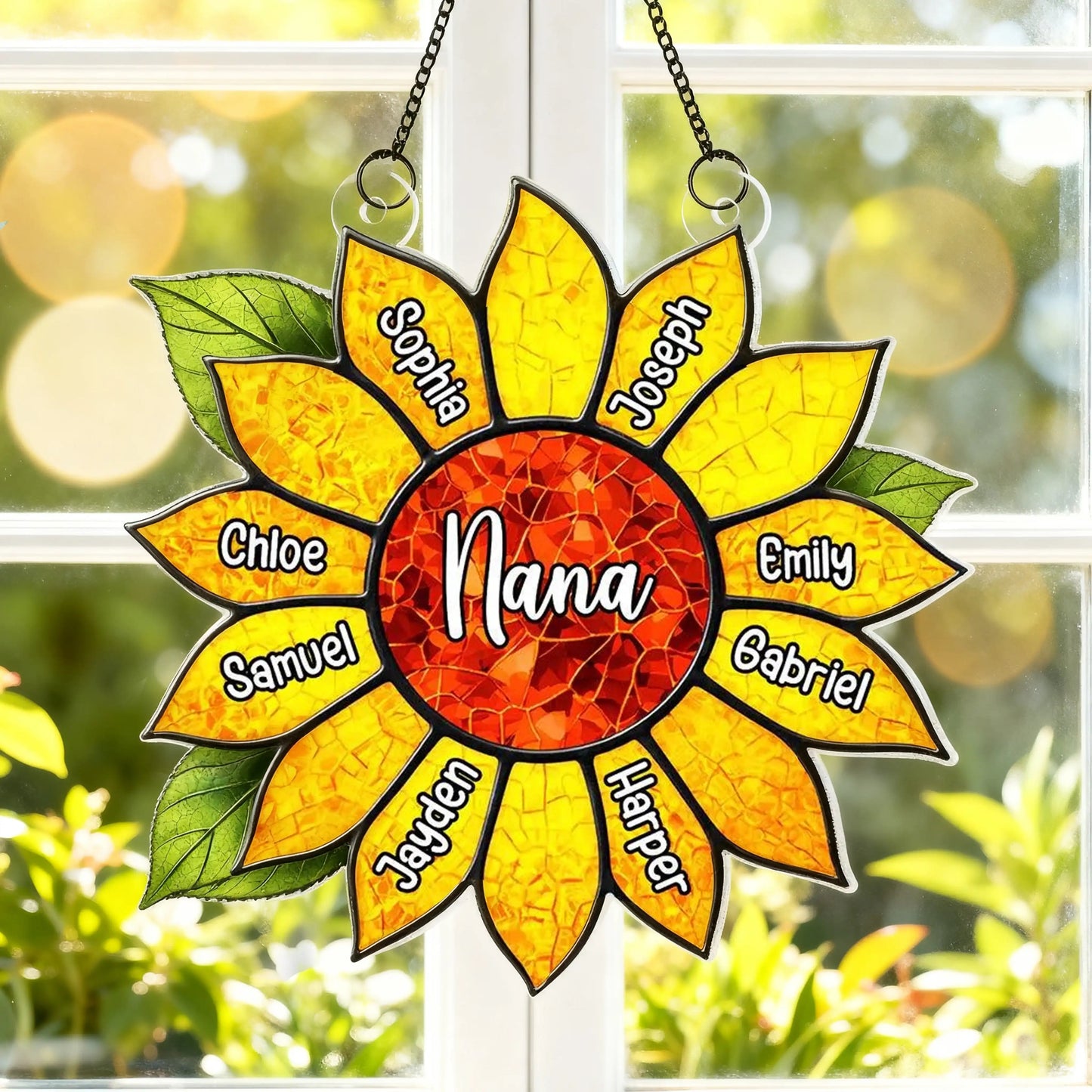 Personalized Sunflower Acrylic Suncatcher Ornament for Grandma Window Decor, Bright Sunlit Gift Full of Love