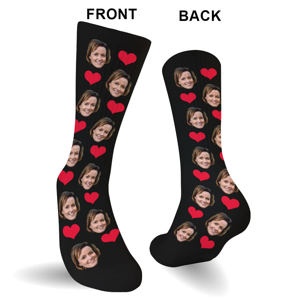Custom Face Heart Pattern - Personalized Aunt Socks