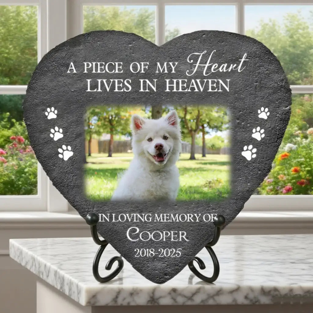 Heart Stone Pet Memorial Plaque, Cherished Dog Tribute with Warm Remembrance for Home Décor