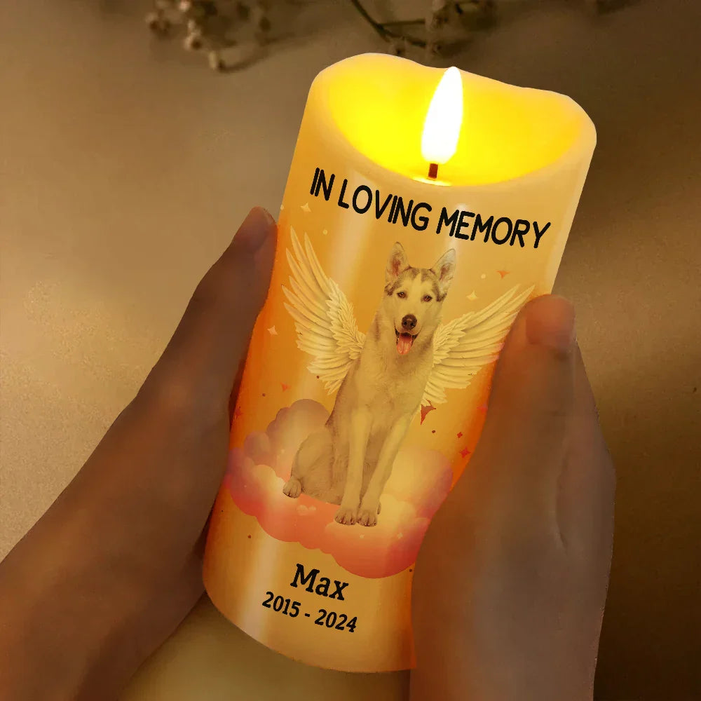 Eternal Light - Personalized Pet or Loved One Memorial Flameless LED Candle with "Your Light Will Always Shine in My Heart" Design