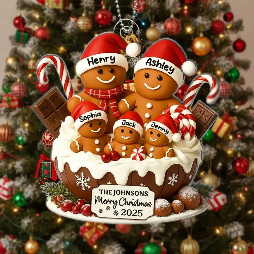 Christmas Gingerbread Family Acrylic Ornament, Personalized Festive Decor with Warm Holiday Vibes, Perfect Gift for Family