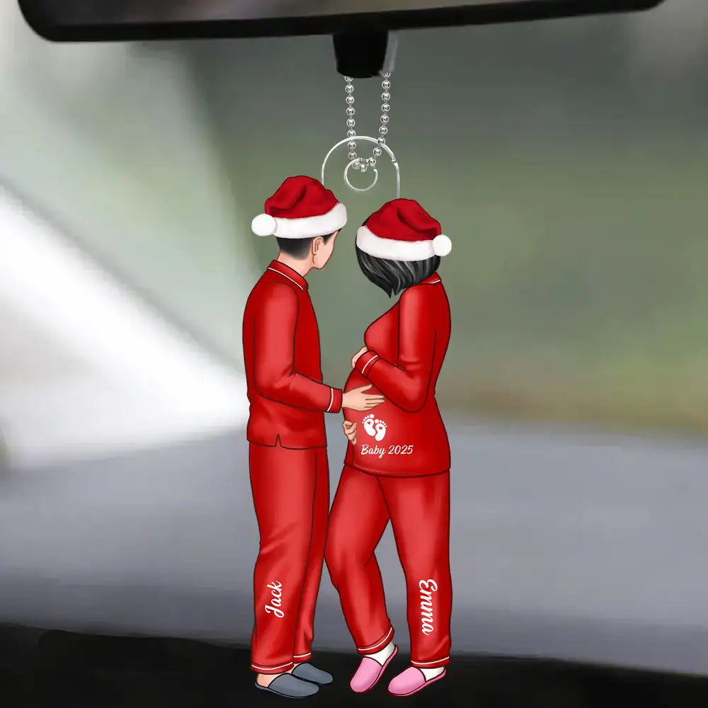 Personalized Couple Ornament - Custom Acrylic Christmas Ornament for Expecting Parents, Baby Announcement