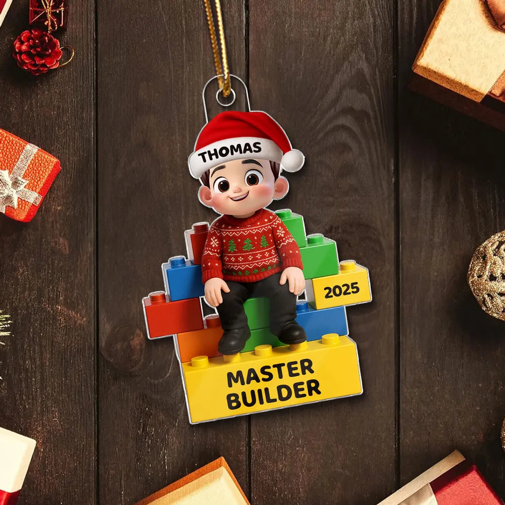 Playful Building Block Acrylic Ornament for Christmas Tree – Holiday Décor and Thoughtful Gift