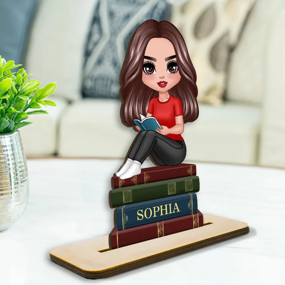 Acrylic Ornament with Girl Reading, Book Lover Gift