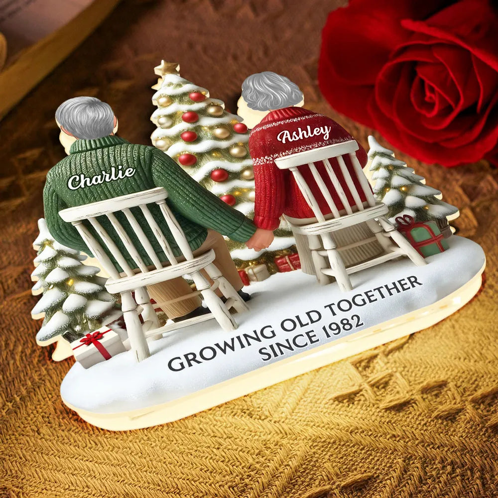 Custom Couple Acrylic Light Box with Cozy Christmas Tree, Soft Bedroom Lamp and Unique Romantic Gift