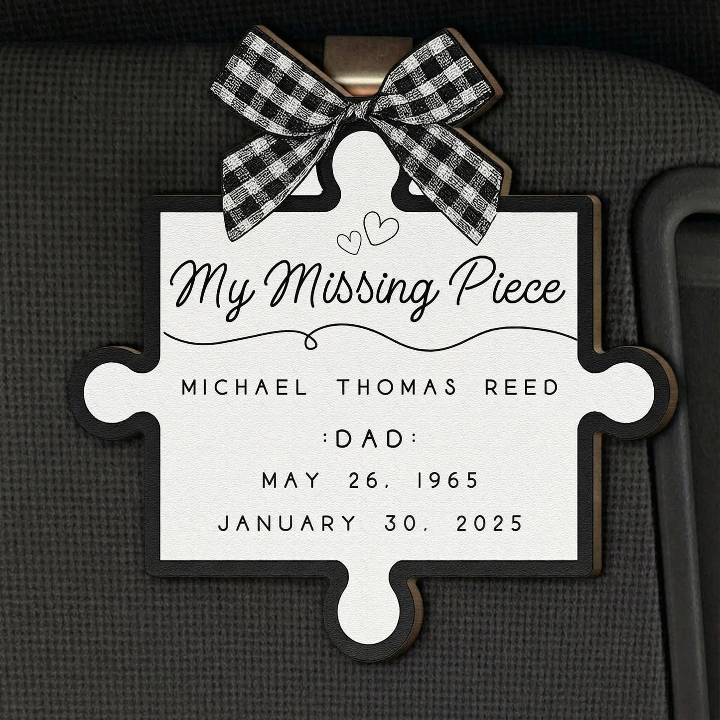 Personalized Wooden Car Visor Clip My Missing Piece Puzzle Keepsake for Mom or Dad, Unique Memorial Gift for Daily Drives
