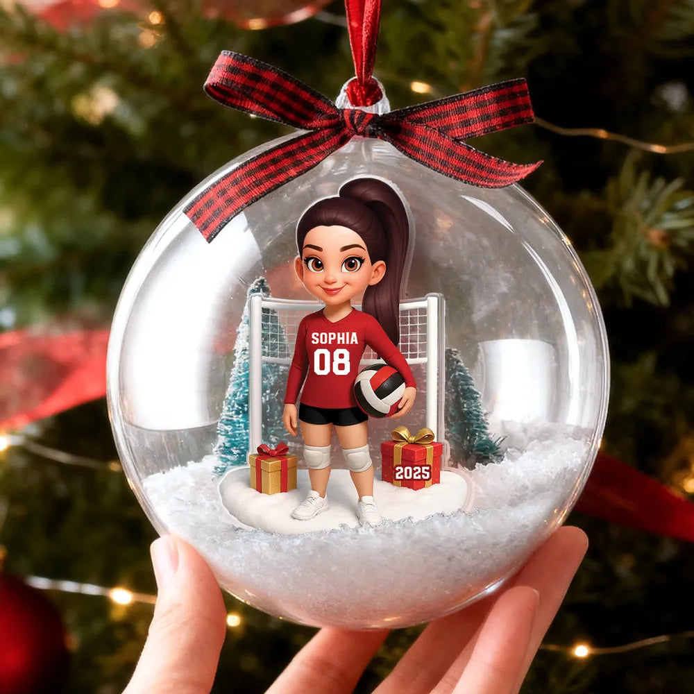 Custom Volleyball Girl Ornament - Unique Christmas Snow Globe Gift for Daughter, Teammate or Sports Lover Keepsake