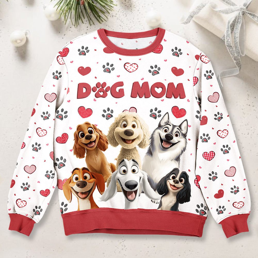 Dog Mom Cozy Sweatshirt - Pet Parent Winter Gift, Canine Print