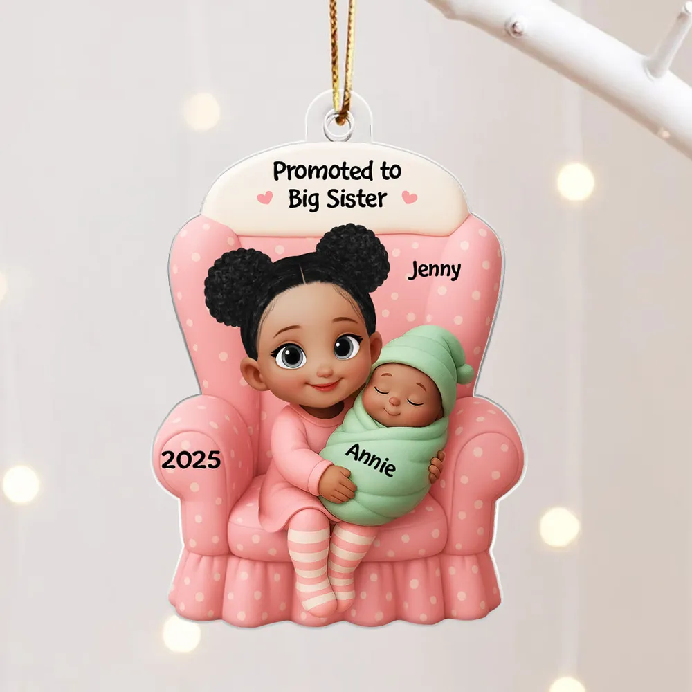Personalized Acrylic Ornament Big Sister Promotion Gift Custom Baby Announcement Keepsake for Holiday Tree Decor