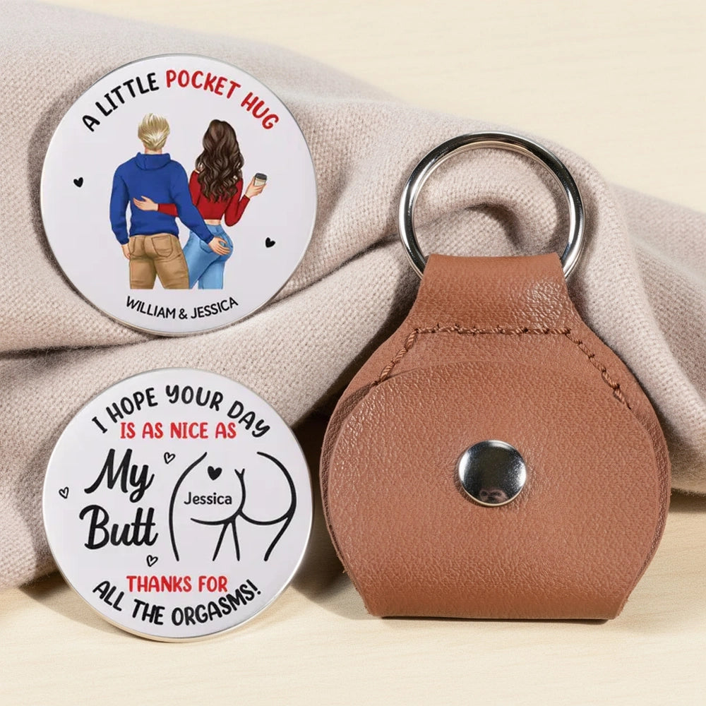 Personalized Pocket Hug Keychain With Couple Hug Illustration Cute Everyday Keepsake Unique Gift for Wife or Girlfriend
