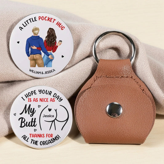 Personalized Pocket Hug Keychain With Couple Hug Illustration Cute Everyday Keepsake Unique Gift for Wife or Girlfriend