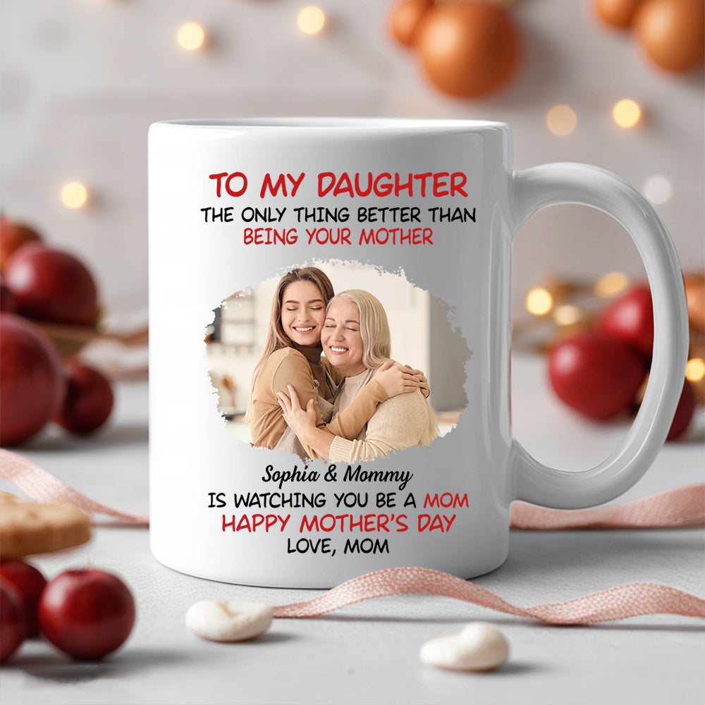 Mother's Day Exclusive Gift – Ceramic Mug, Poster, and Plaque Featuring Hugging Scene with 'To My Daughter, Happy Mother’s Day'