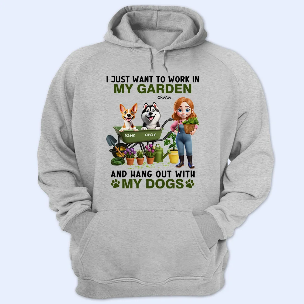 I Just Want to Work in My Garden and Hang Out With My Dogs – Personalized Illustration Classic Tee, Creative Gift for Dog Lovers