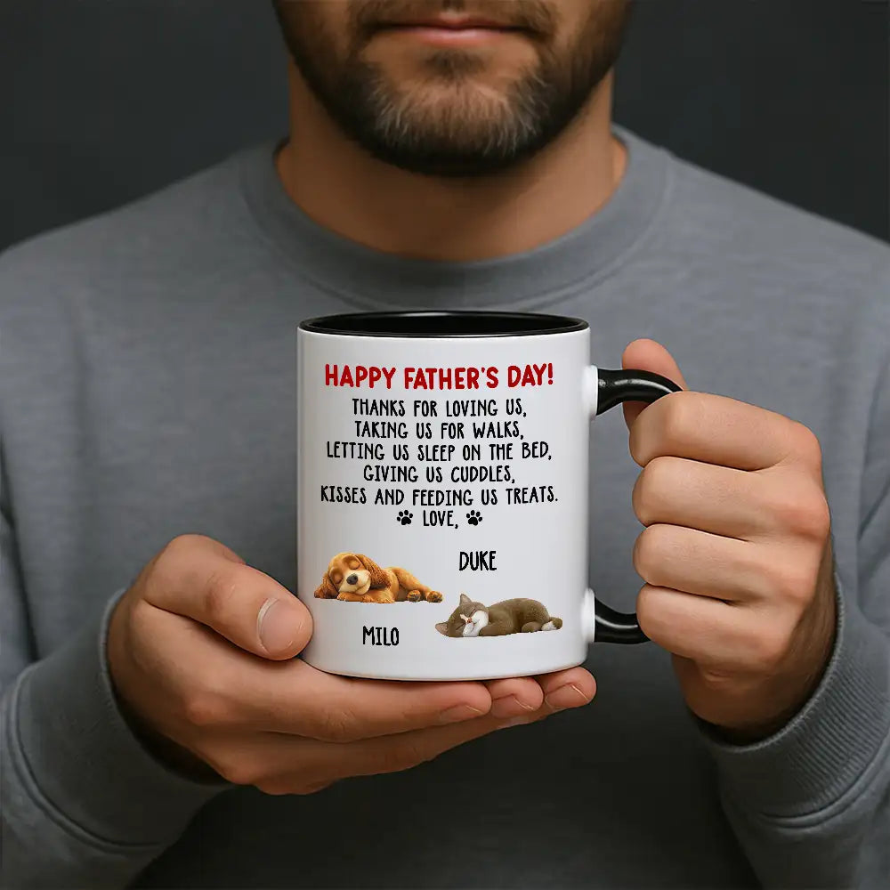Funny Pet-Themed White Ceramic Mug – Father’s Day Gift for Dog Dads Featuring Sleeping Puppy