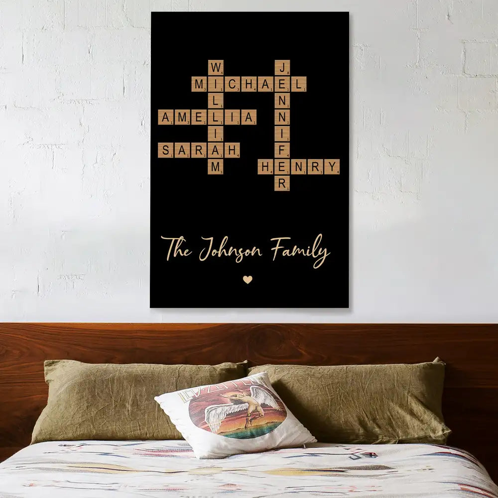 Personalized Family Crossword Poster Print, Unique Gift to Enhance Cozy Home Atmosphere