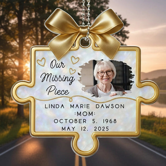 Custom Photo Acrylic Ornament with Puzzle Piece Tribute, Missing-You Keepsake Display, Unique Gift for Family
