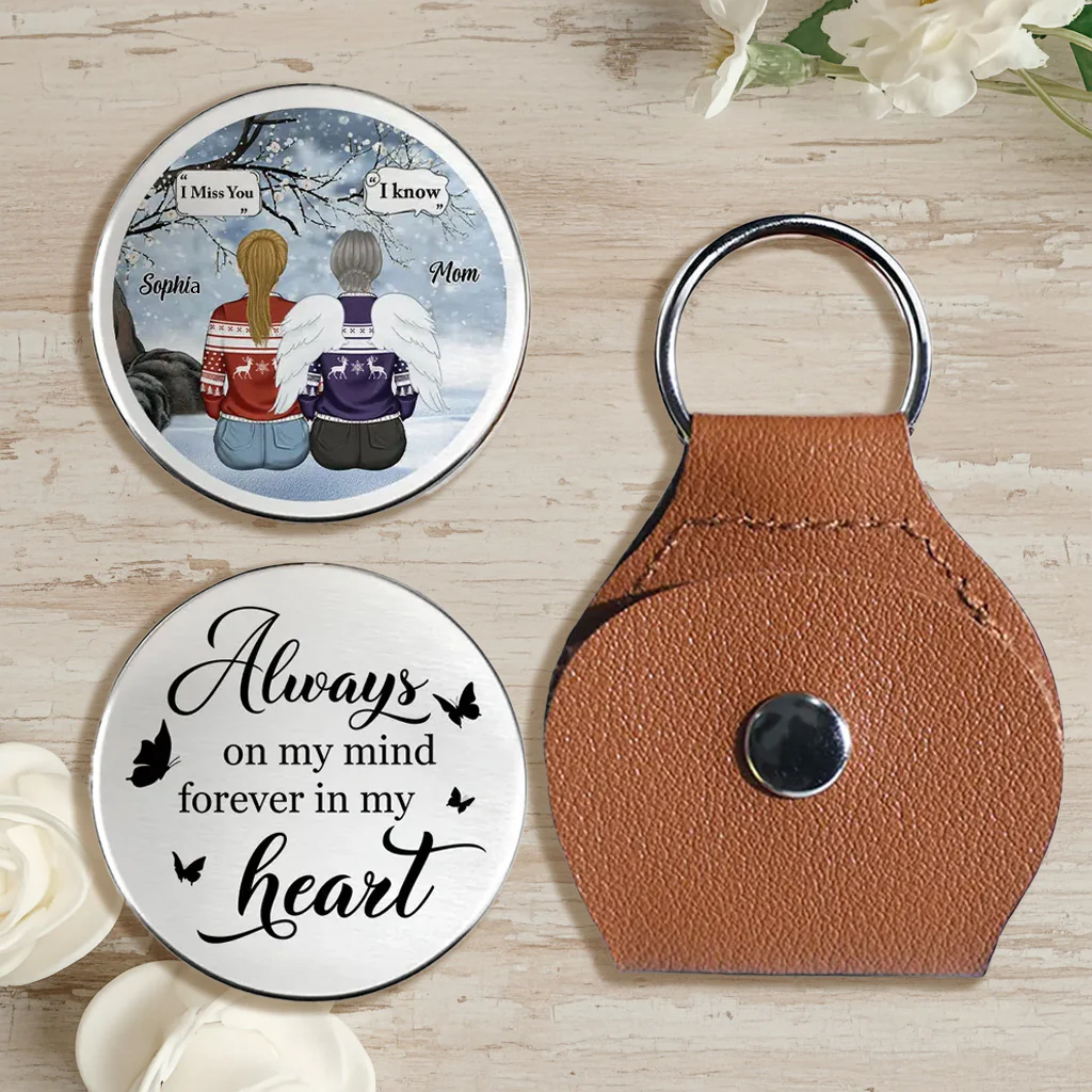 Pocket Hug Keepsake, Stainless Steel, Customizable Mother & Daughter Art, Always on My Mind, Unique Gift for Mom or Daughter