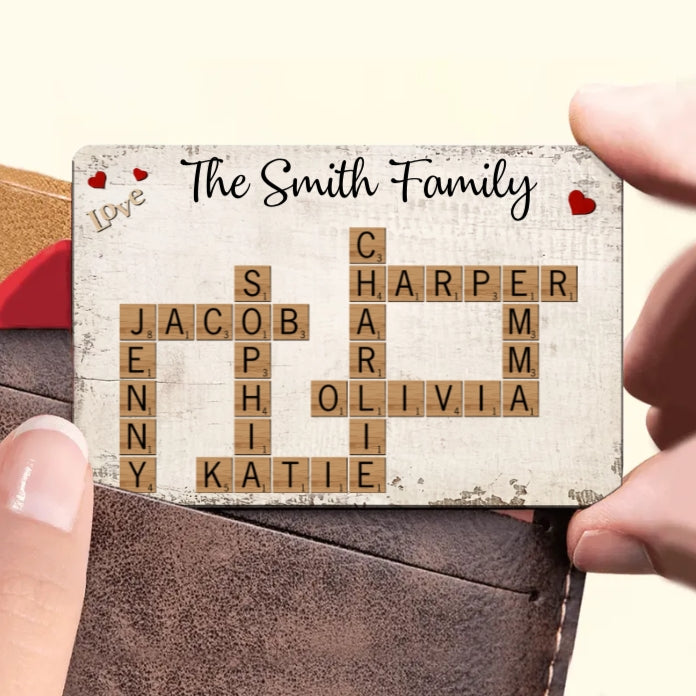 Personalized Family Crossword Poster, Plaque, or Ornament – Custom Family Names Gift for Home Décor and Special Occasions
