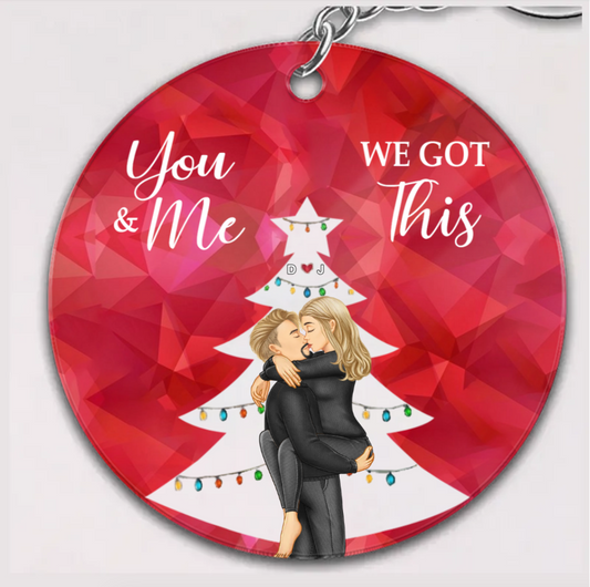 From Our First Kiss Till Our Last Breath Christmas Couple - Personalized Custom Shaped Keychain or Ornament or Poster or Plaque